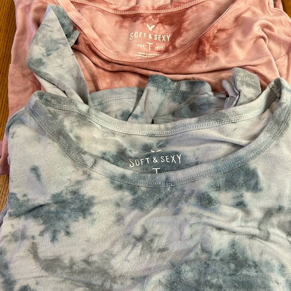 Two soft and sexy American Eagle tie-dye long sleeve shirts size small